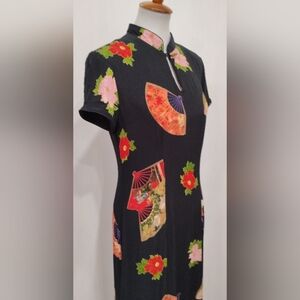 VINTAGE ASIAN INSPIRED RAYON MAXI DRESS